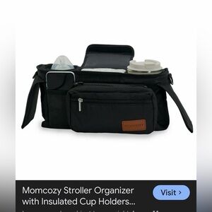Momcozy Black Stroller Organizer with Insulated Cup Holders